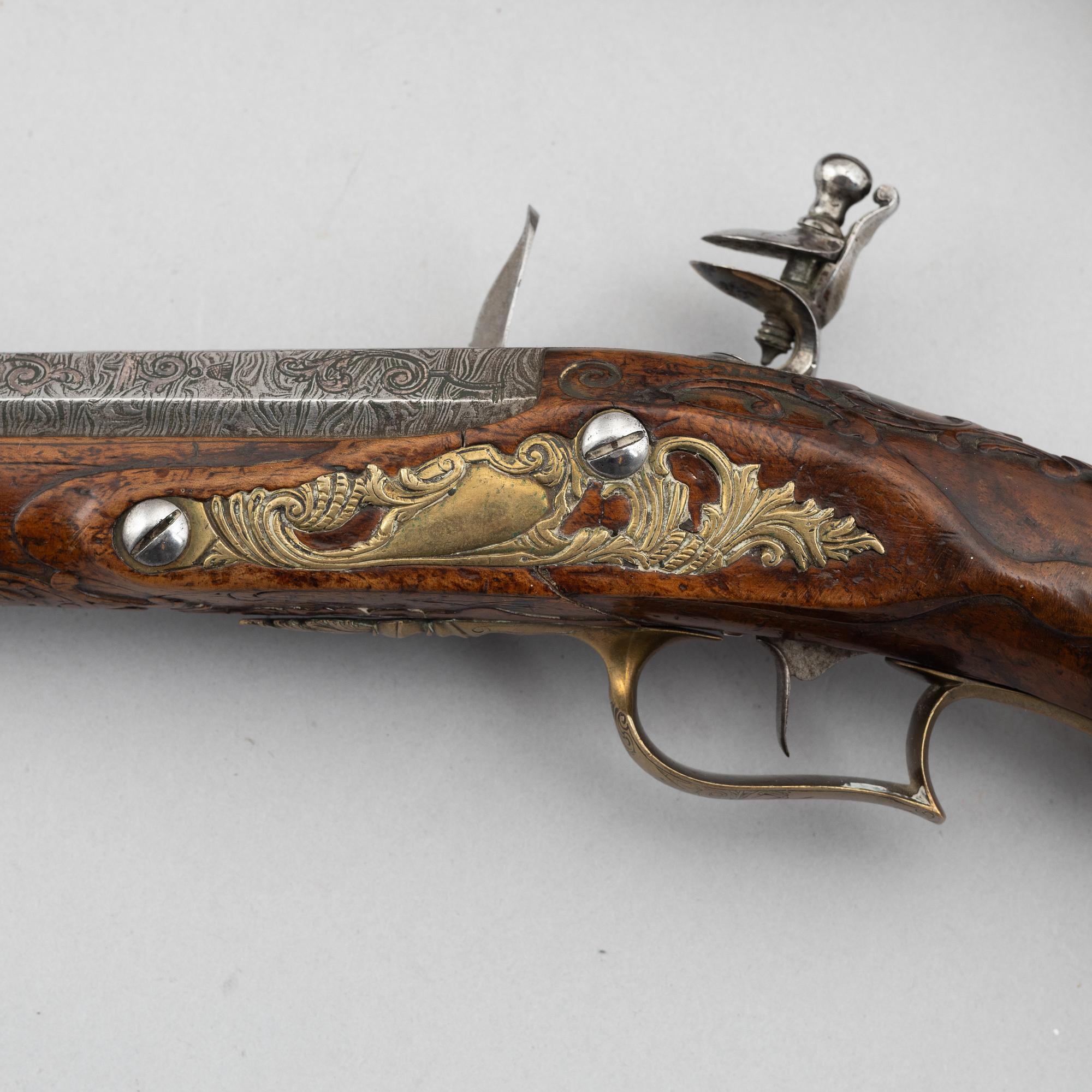 Flintlåspistoler, ett par, Joakim Rosenberg, Stralsund, 1700-talets första hälft.