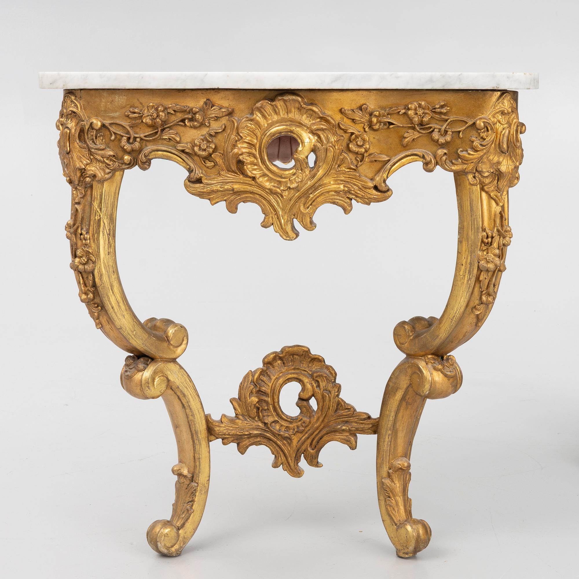 A Rococo style console table, late 19th Century.