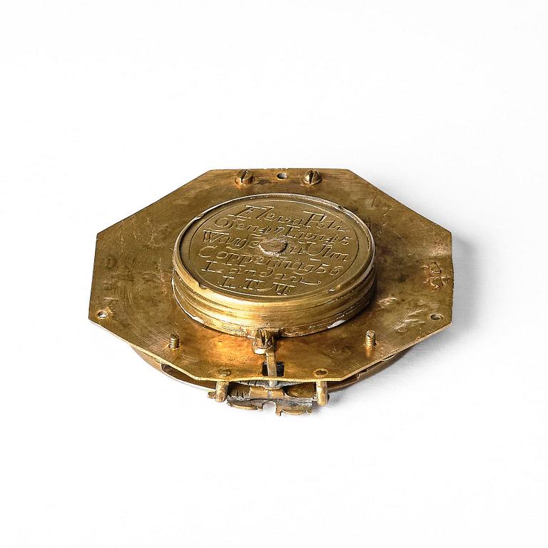 An engraved brass octagonal equinoctial compass sundial by Ludwig Theodor Müller (Augsburg, c. 1710-70).