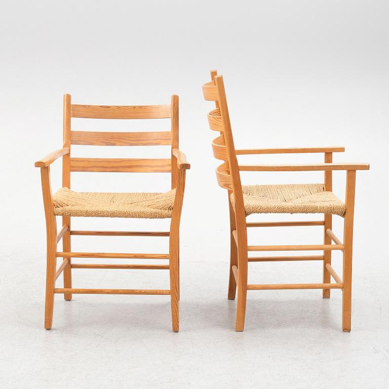 A pair of armchairs and 6 chairs, second half of the 20th century.