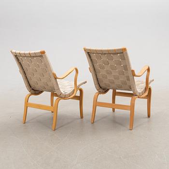 Bruno Mathsson, Fåtöljer/Karmstolar ett par, "Eva" Firma Karl Mathsson sent 1900-tal.