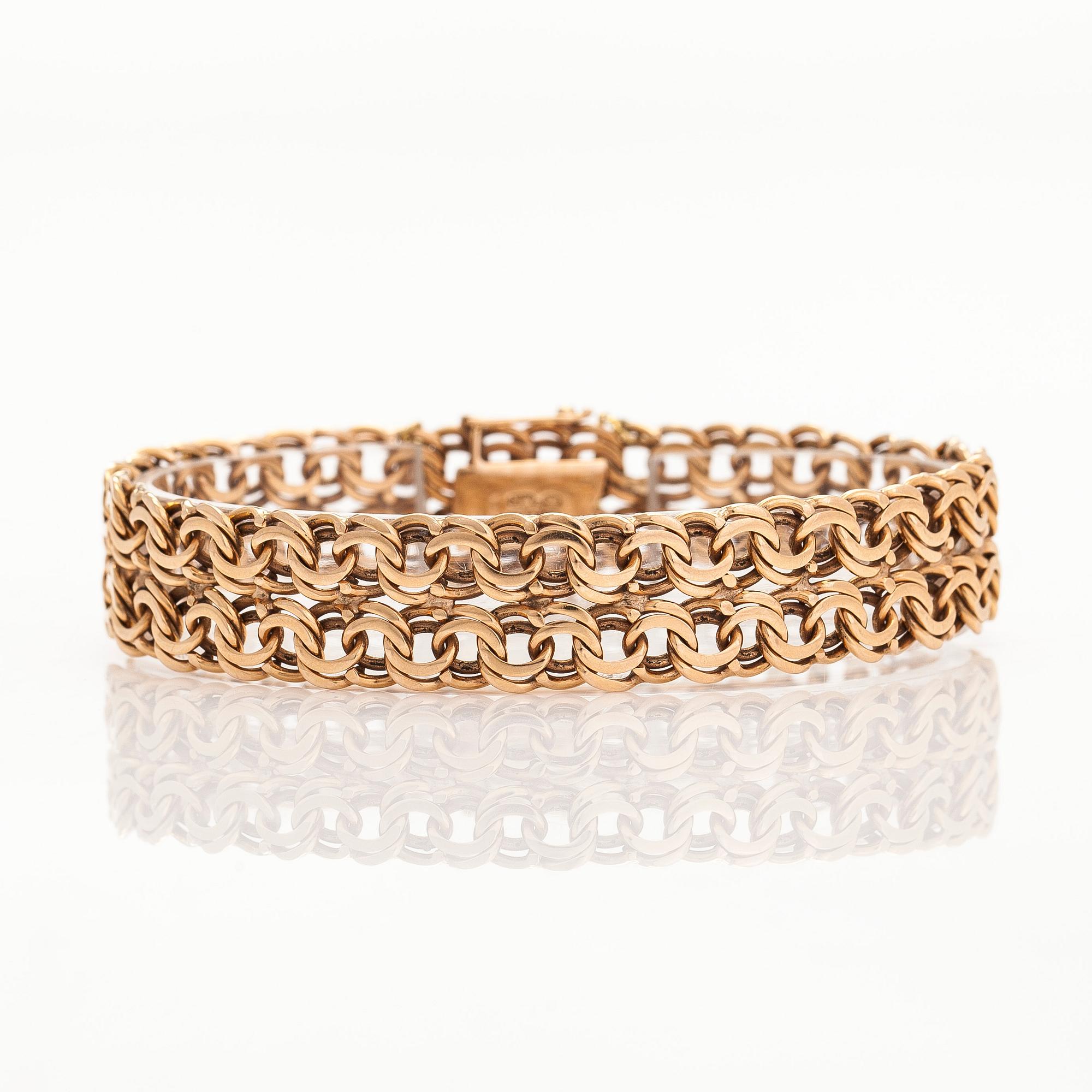 Armband, bismarck link, 14K guld, Westerback, Helsingfors 1964.