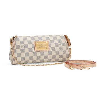 LOUIS VUITTON, a damier azur "Eva clutch" shoulder and evening bag with an extra leather strap.