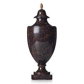 147. A late Gustavian porphyry urn, beginning of the 19th century.