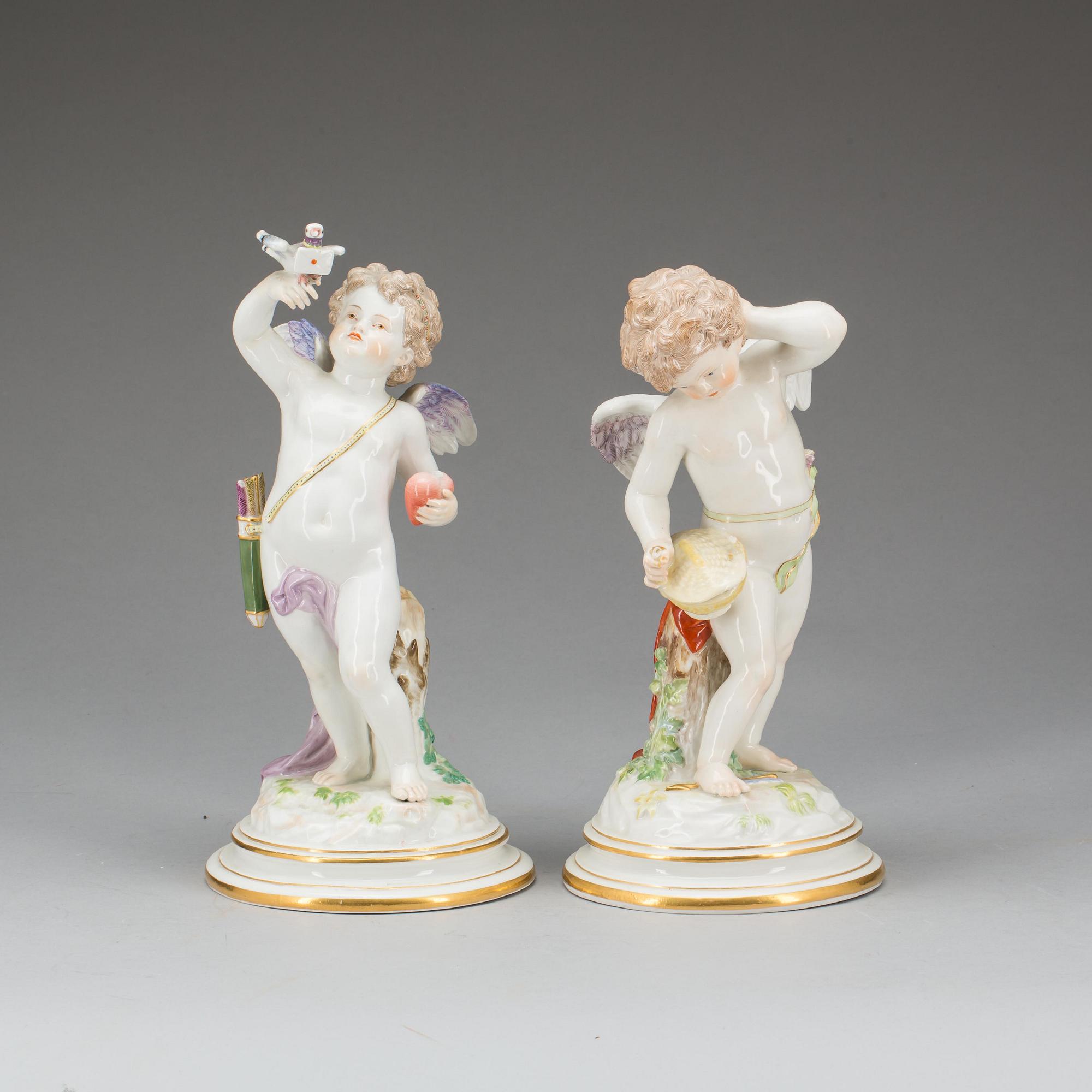 FIGURINER, porslin, ett par. Meissen.