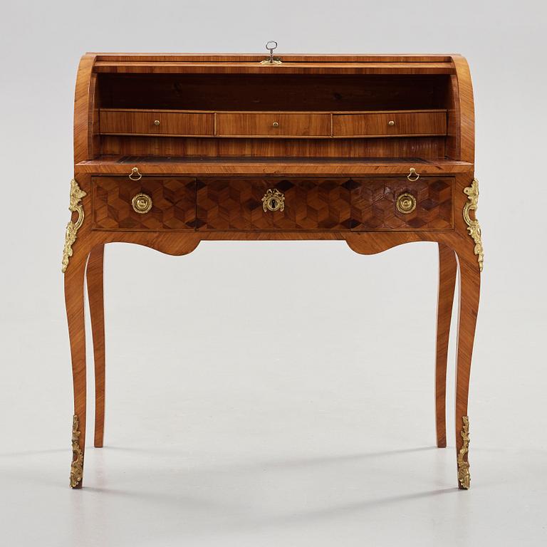 A Swedish Rococo 18th century rolltop desk attributed to Niklas Korp, master 1763.