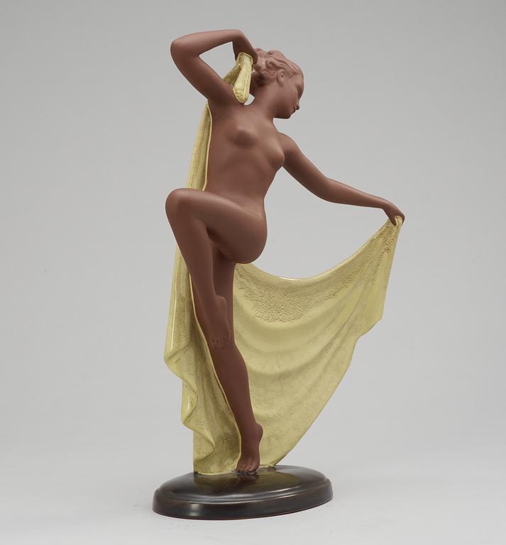 A Josef Lorenzl 'Andagio' glazed terracotta figure, Goldscheider, West Germany 1953-60.
