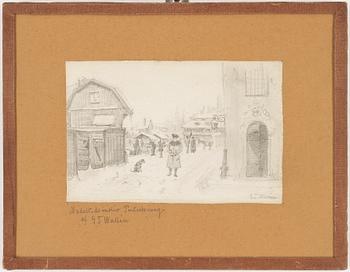 GUSTAF THEODOR WALLÉN, blyertsteckning, signerad.