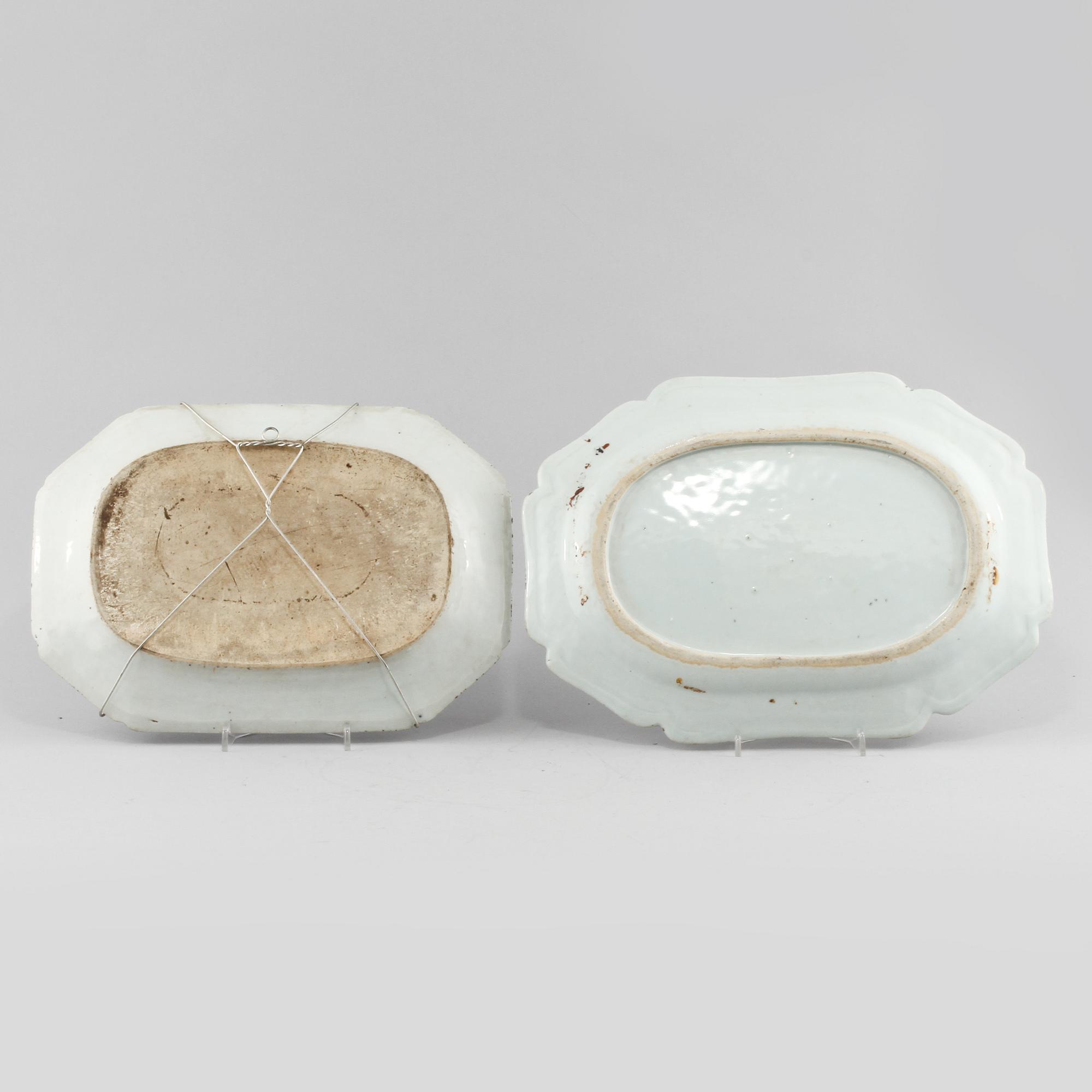 STEKFAT, 2 st, porslin, Kina, 1700-tal.
