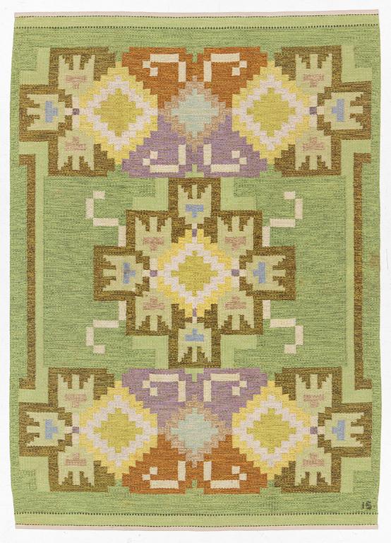 Ingegerd Silow, a carpet, 'Hardanger', flat weave c 234 x 167 cm, signed IS.