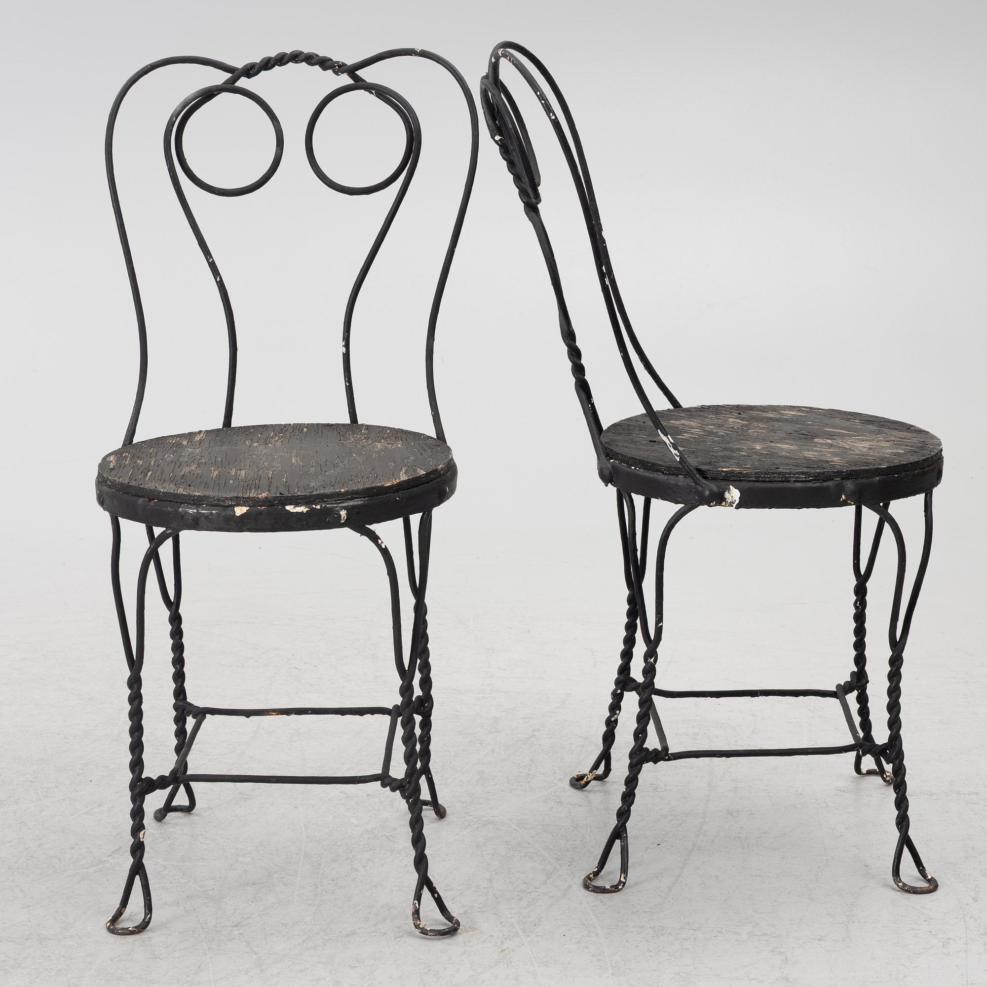 Four garden chairs, mid-20th century.