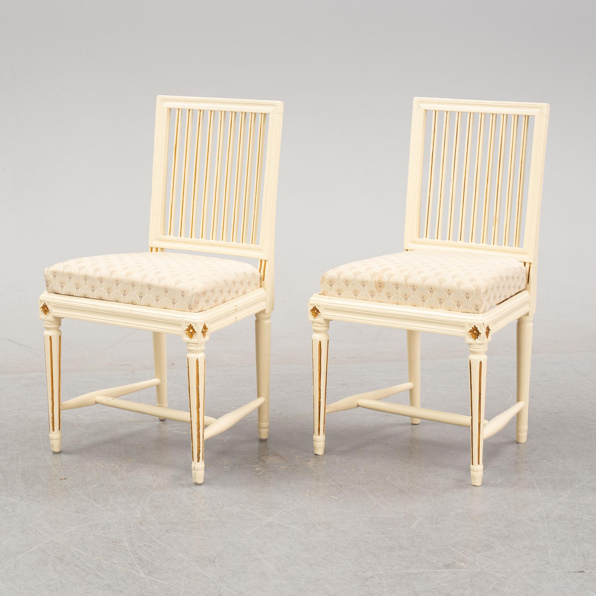 Stolar, sex stycken, gustaviansk stil, 1800-tal.