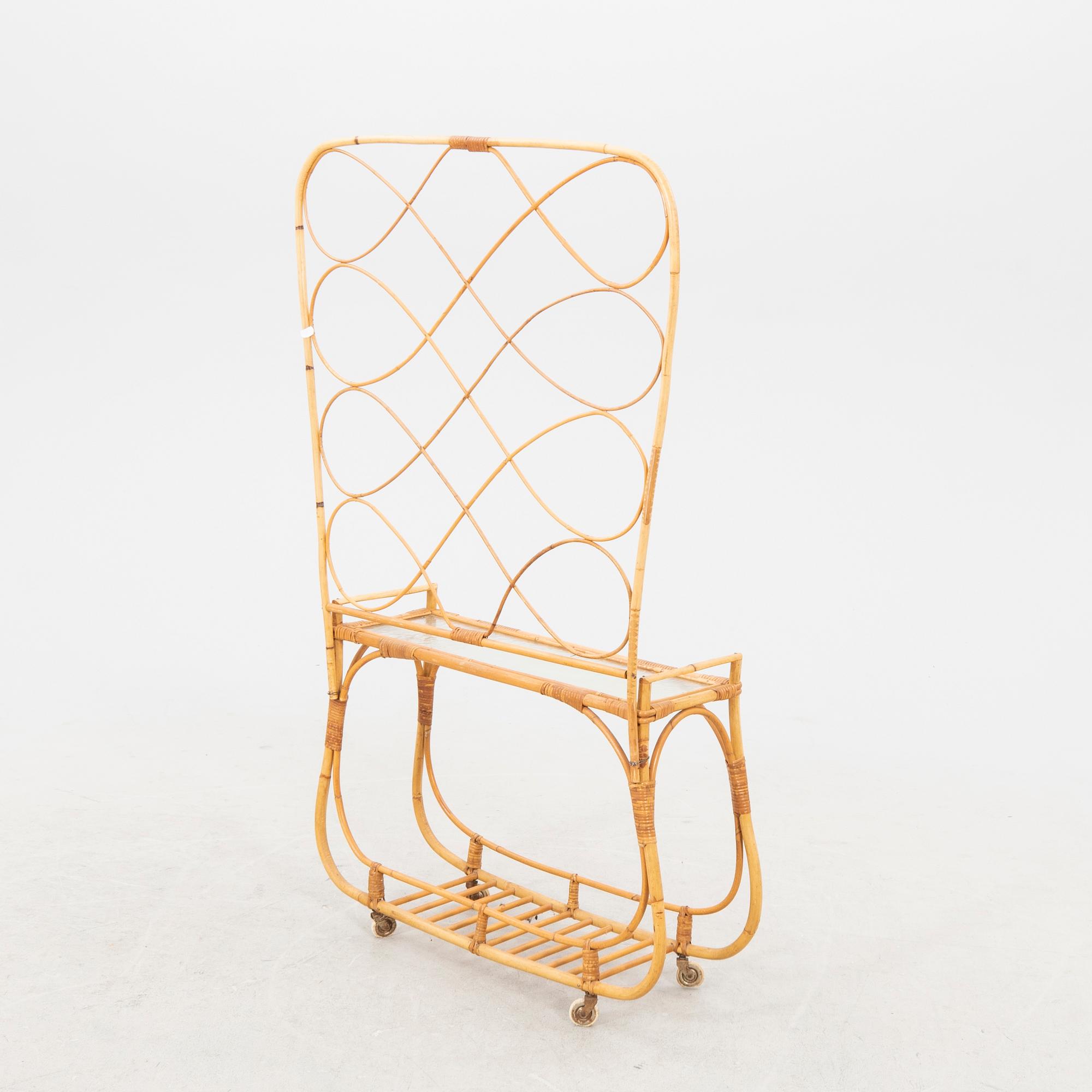 A 1940/50s bamboo and rattan flower table.