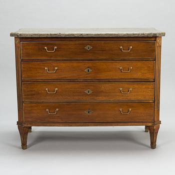 A late Gustavian writing commode by Johan Almgren, master 1798-1805 in Stockholm. Signed.
