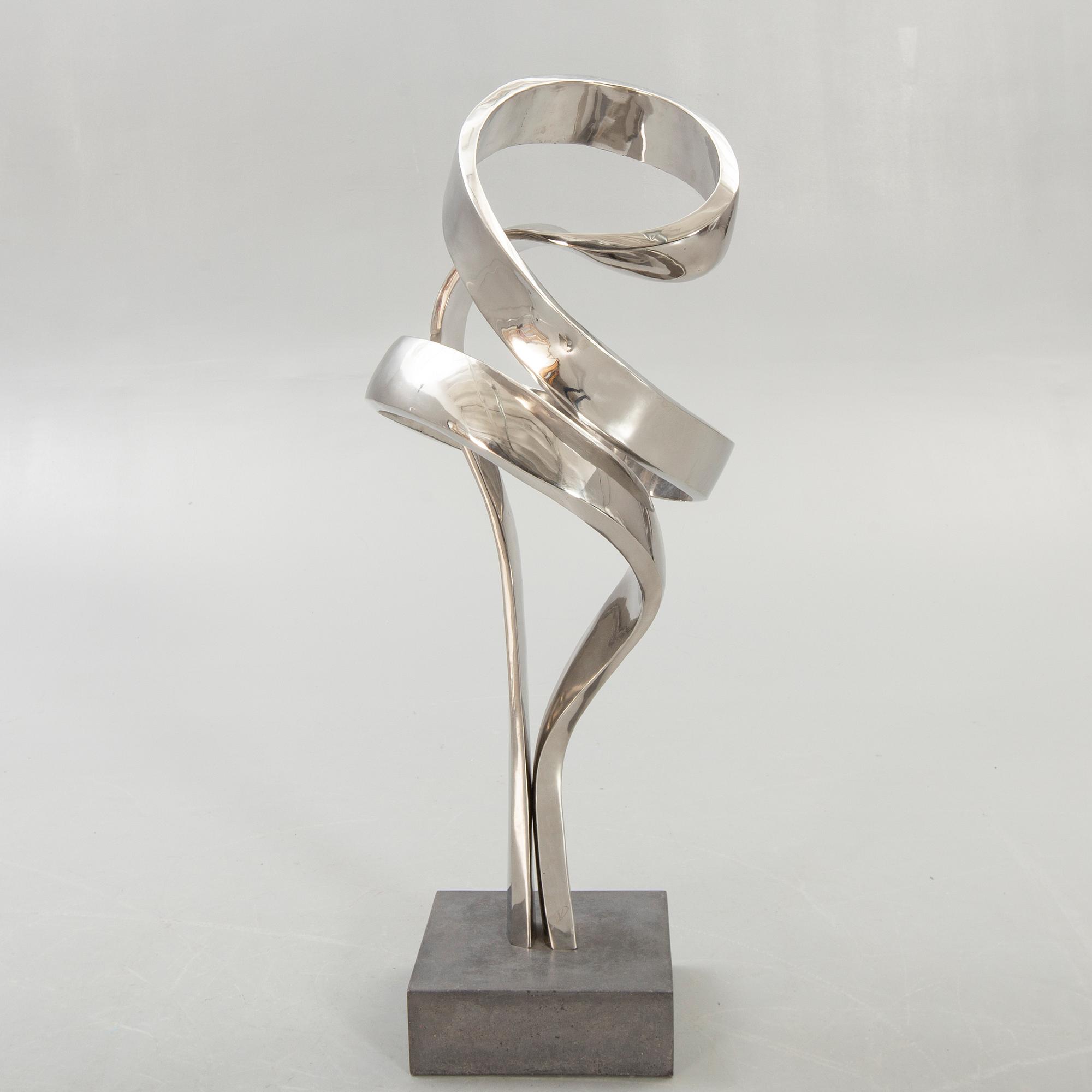 Nils Dahlgren, skulptur, rostfritt stål, monogramsignerad.