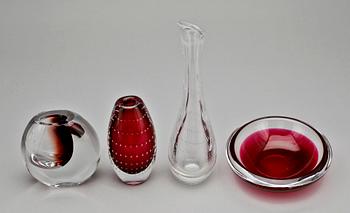 KONSTGLAS, 4 delar, Vicke Lindstrand, Kosta, 1900-talets andra hälft.