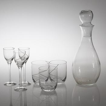 72 pieces of glass table ware, "Line" designed by Anna Ehrer for Kosta Boda.