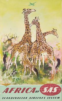 Otto Nielsen, a poster, 'Africa by SAS Scandinavian Airlines System', Denmark.