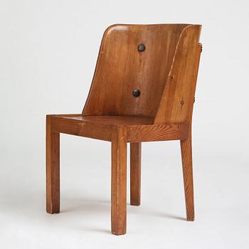 Axel Einar Hjorth, a stained pine low back "Lovö" chair, Nordiska Kompaniet, Sweden 1930's.