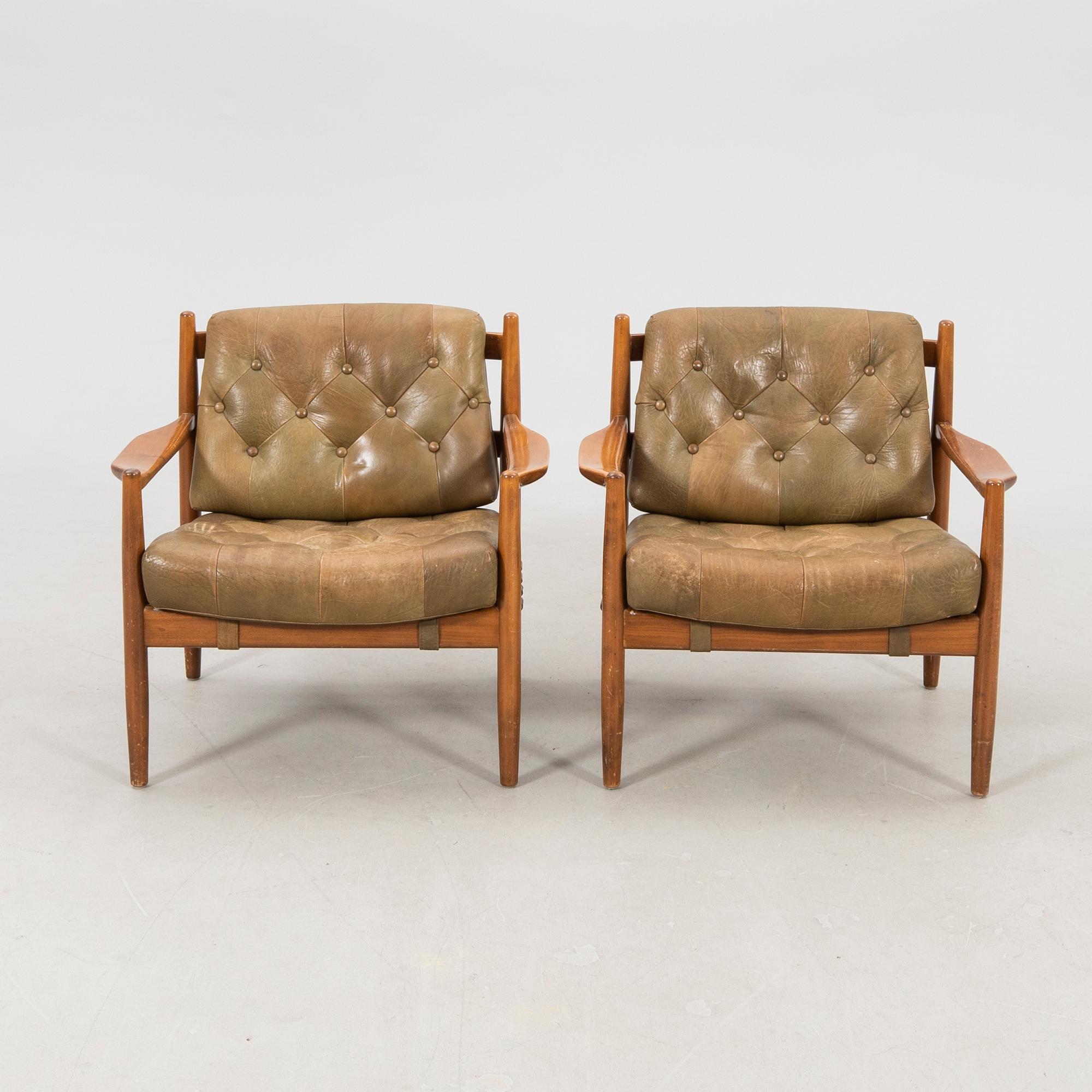 Ingemar Thillmark armchairs, a pair "Läckö" OPE furniture 1960s/70s.