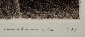 SIMO HANNULA, etsning, 16/60. Signerad och daterad 1981.