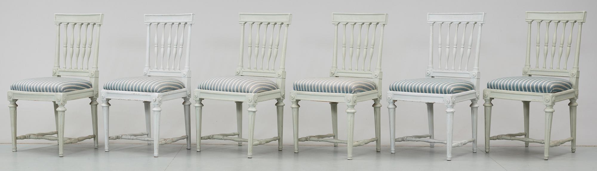 Six late Gustavian chairs by J. Lindgren.