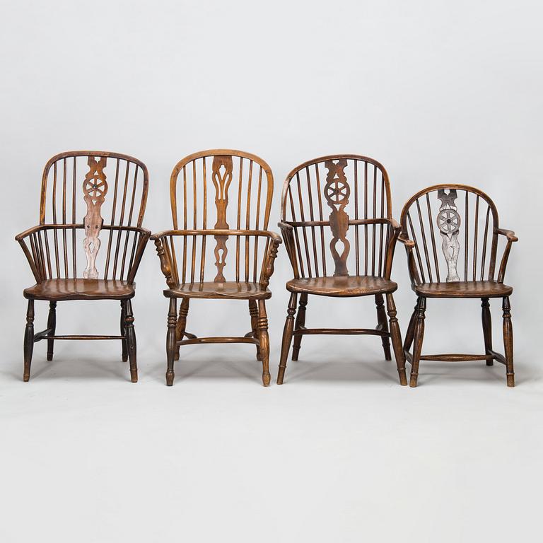 Four 'Windsor-chairs turn of 20th century.