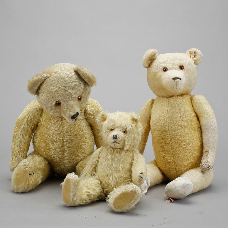 PARTI MJUKDJUR, 3 st. Bland annat Steiff och Hermann. 1900-tal.