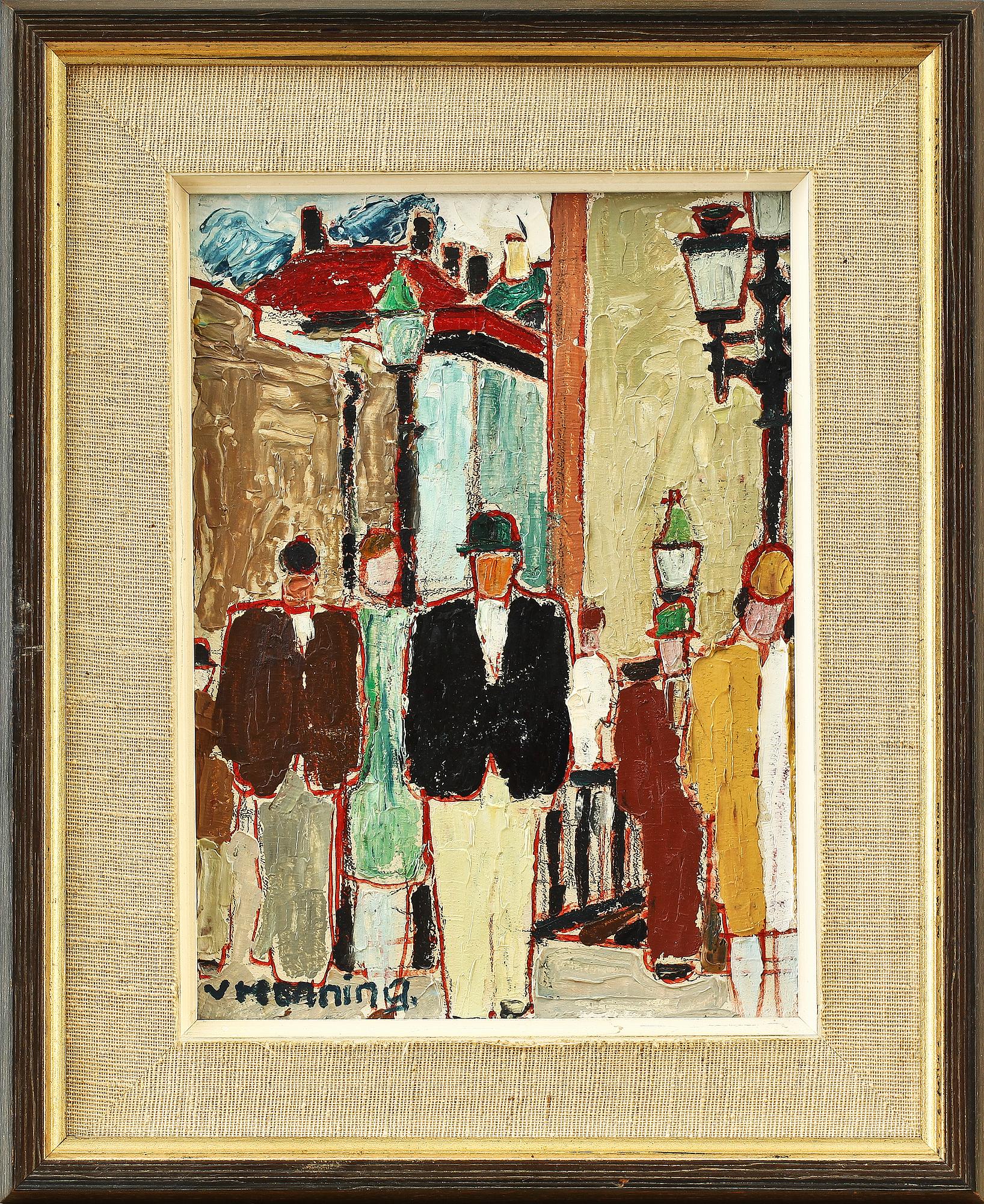 WILHELM HENNING, olja på pannå, 2 st, sign.