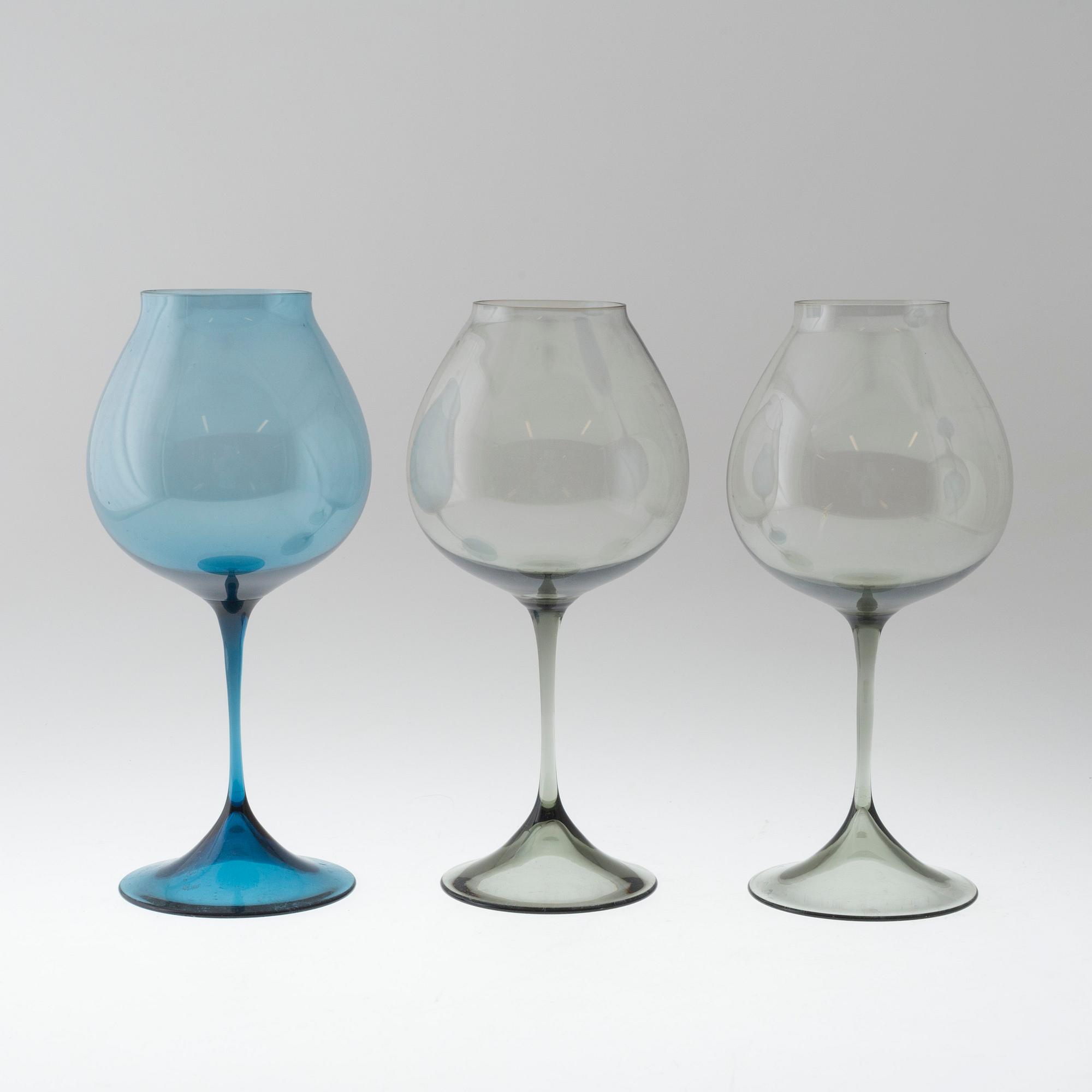 NILS LANDBERG glas, 3 st, Orrefors, 1900-talets andra hälft.