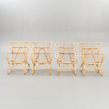 Garden group, 4 armchairs, table, second half of the 20th century.