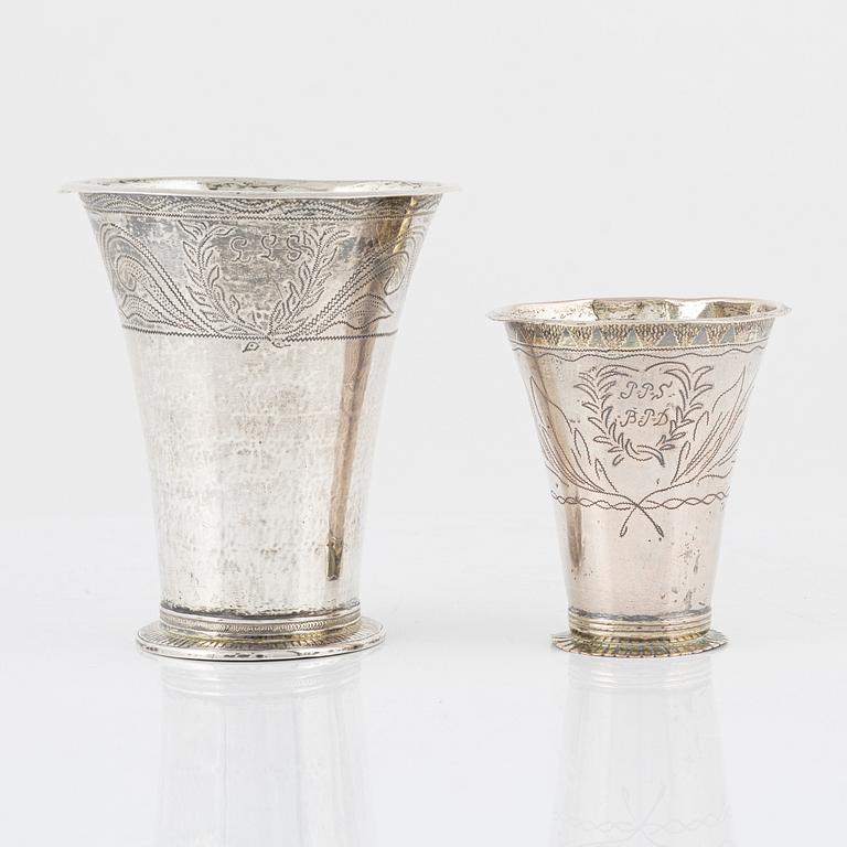 Two Swedish Silver Beakers, early 19th Century.