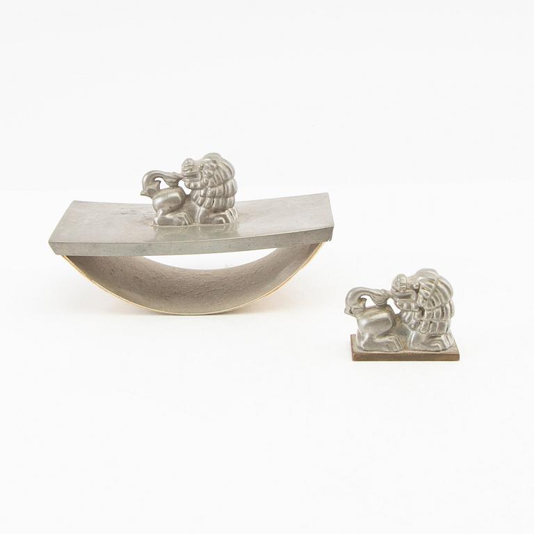 Anna Petrus, desk set 6 pcs for Guldvaruhuset 1933, pewter.