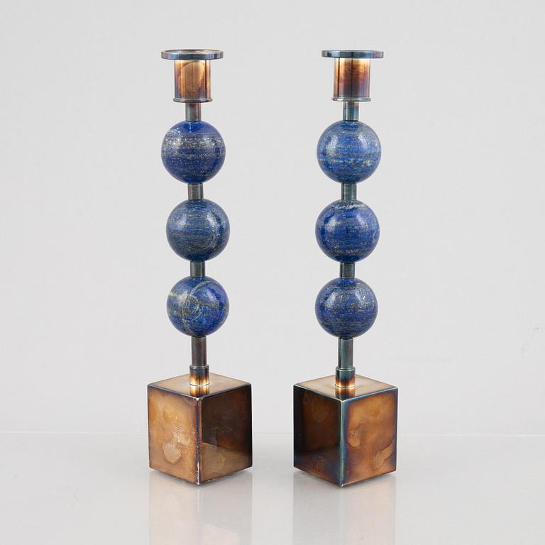 Sigurd Persson, candlesticks, a pair, "Three Balls", Svenskt Tenn.