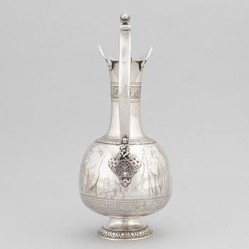 A silver wine jug, mark of Emil Ferdinand Dahl, Copenhagen 1865.