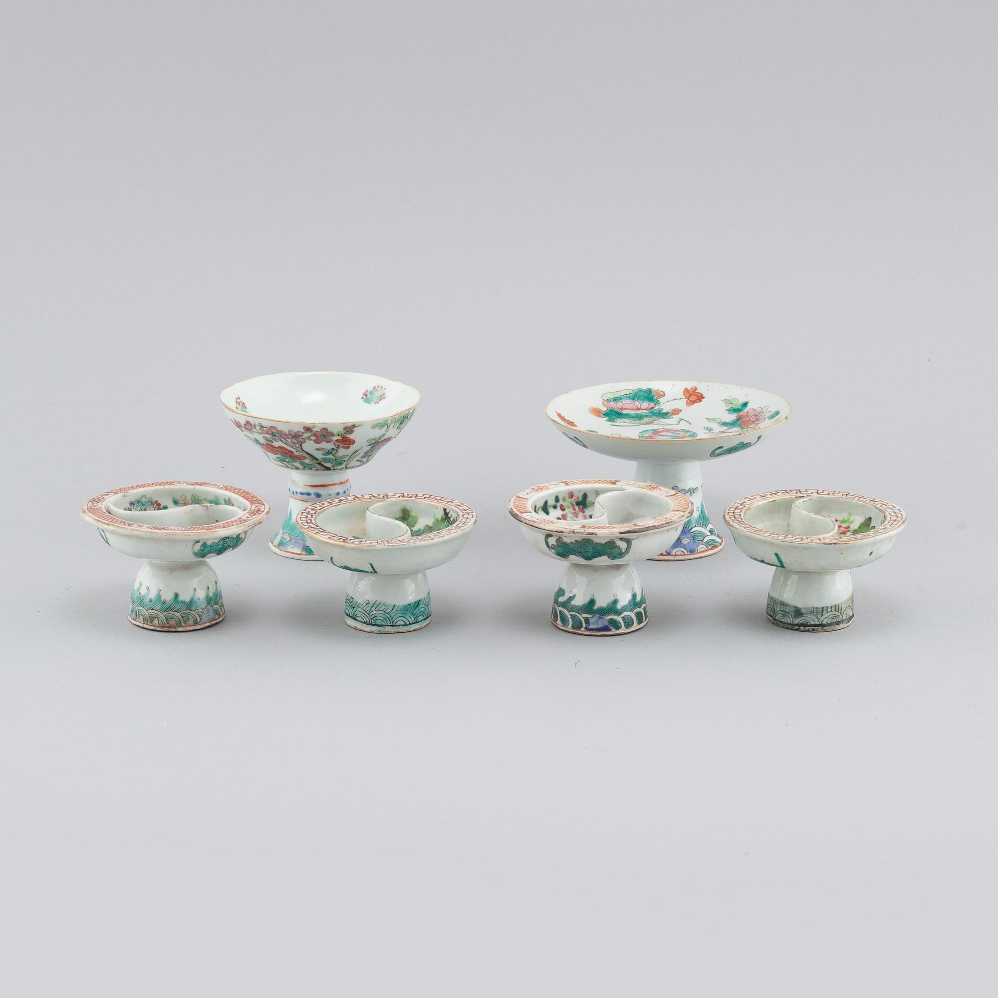 Six Chinese porcelain stemcups, second half of the 19th / first half of the 20th century.