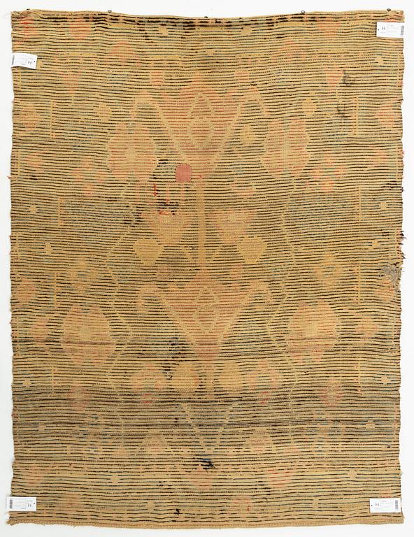 A bed cover, knotted pile, ca 182,5 x 138 cm, Sweden - Finland, dated 1787.