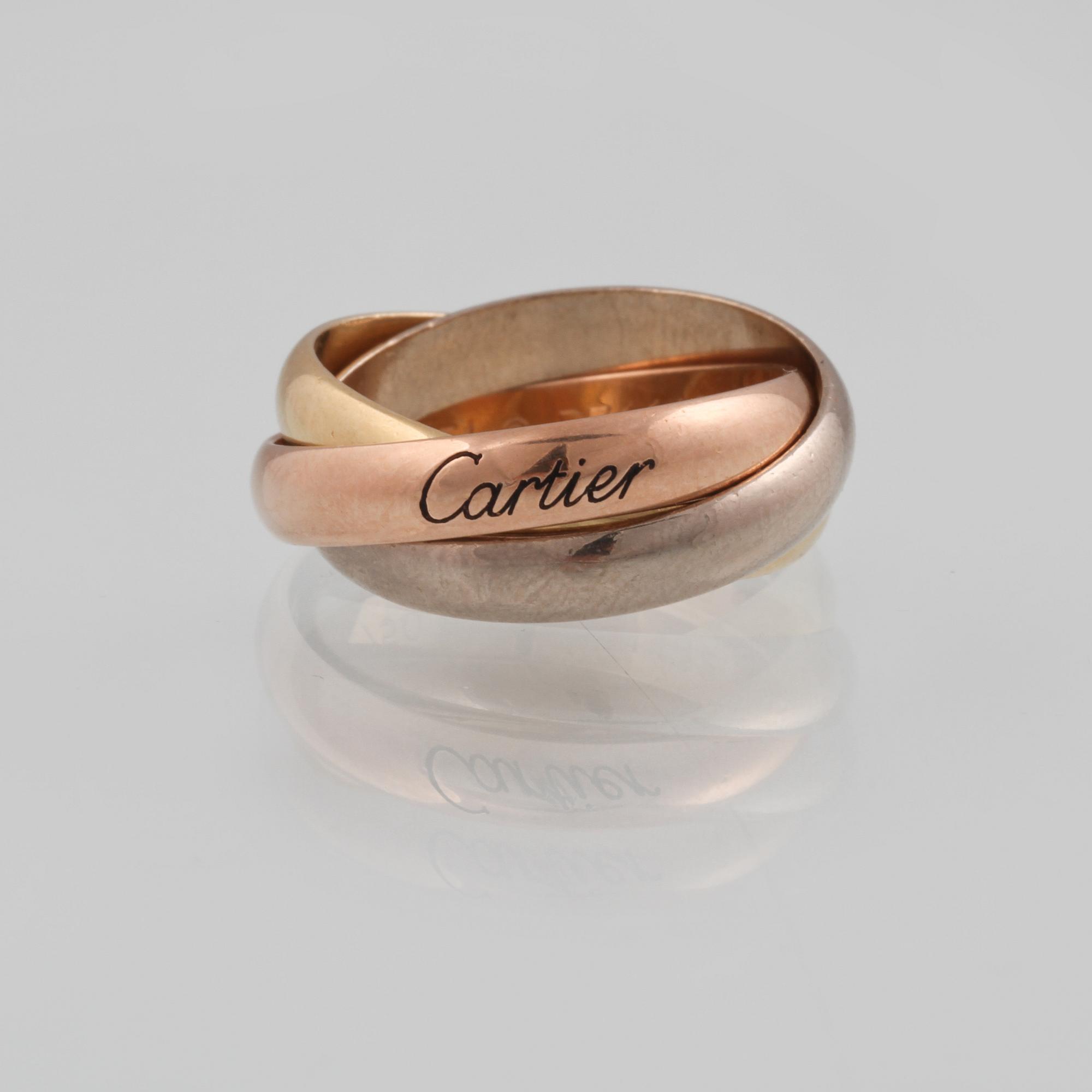 RING, 18K trefärgat guld, "Trinity", Cartier. Vikt 7,9 gram.