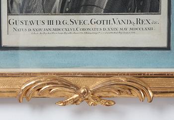 Per Gustaf Floding, ”Gustav III” (1746-1792). A carved and gilted gustavian frame.