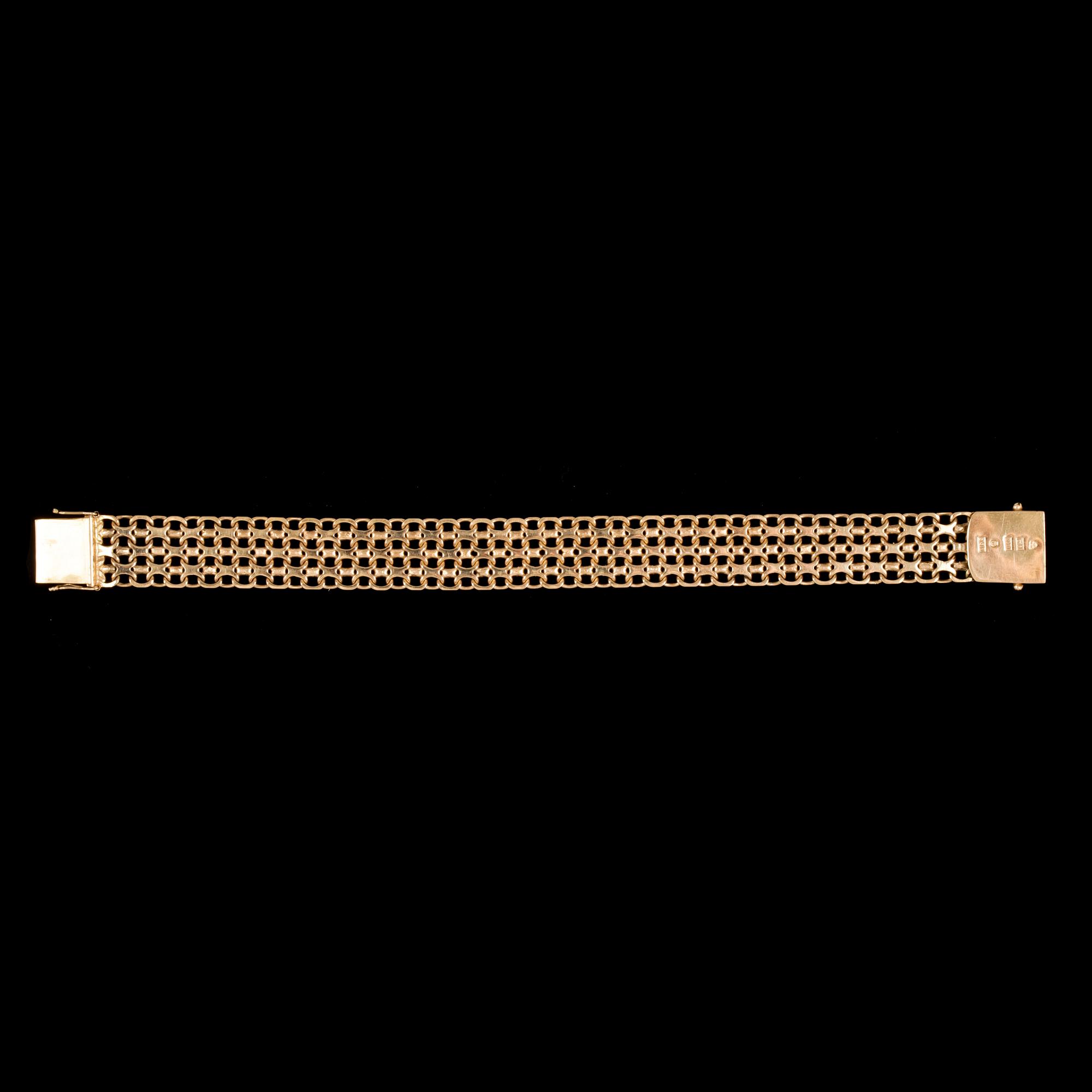 ARMBAND, 18k guld, BE Franzen, Stockholm, 1958. Vikt 32,2g.