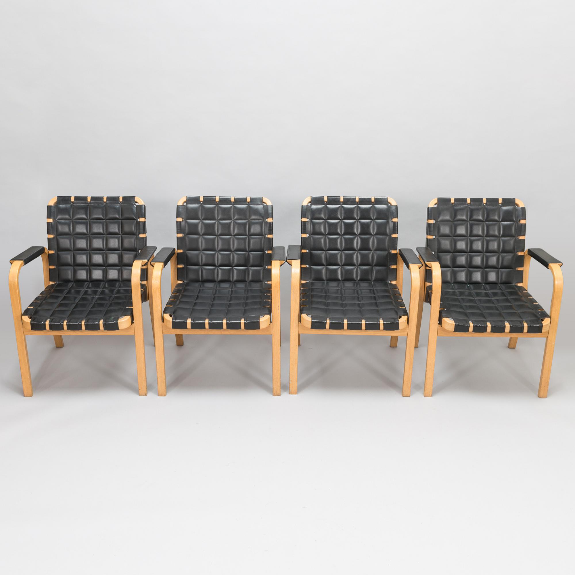 ALVAR AALTO, four late-20th-century '45' armchairs for Artek.