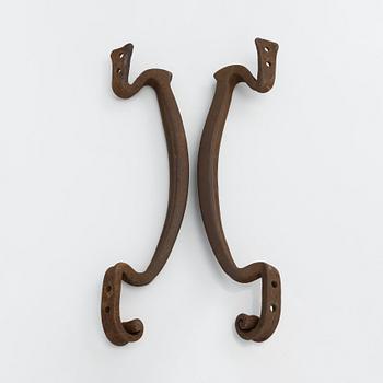 Dörrhandtag, spegelvända, 2 st, Art Nouveau, tidigt 1900-tal.