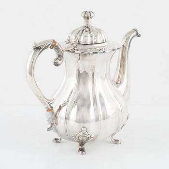 Kaffekanna, silver, rokokostil, 1900-tal.