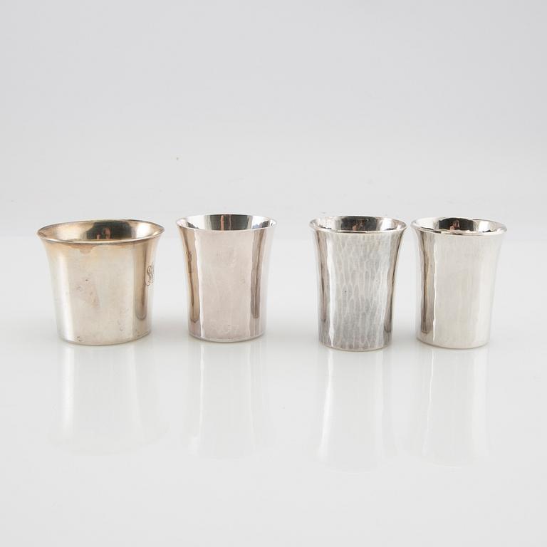 A collection of cups 12 pcs silver 18th/19th century.