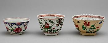 SKÅLAR, 3 st, porslin, Kina, 1700-tal.