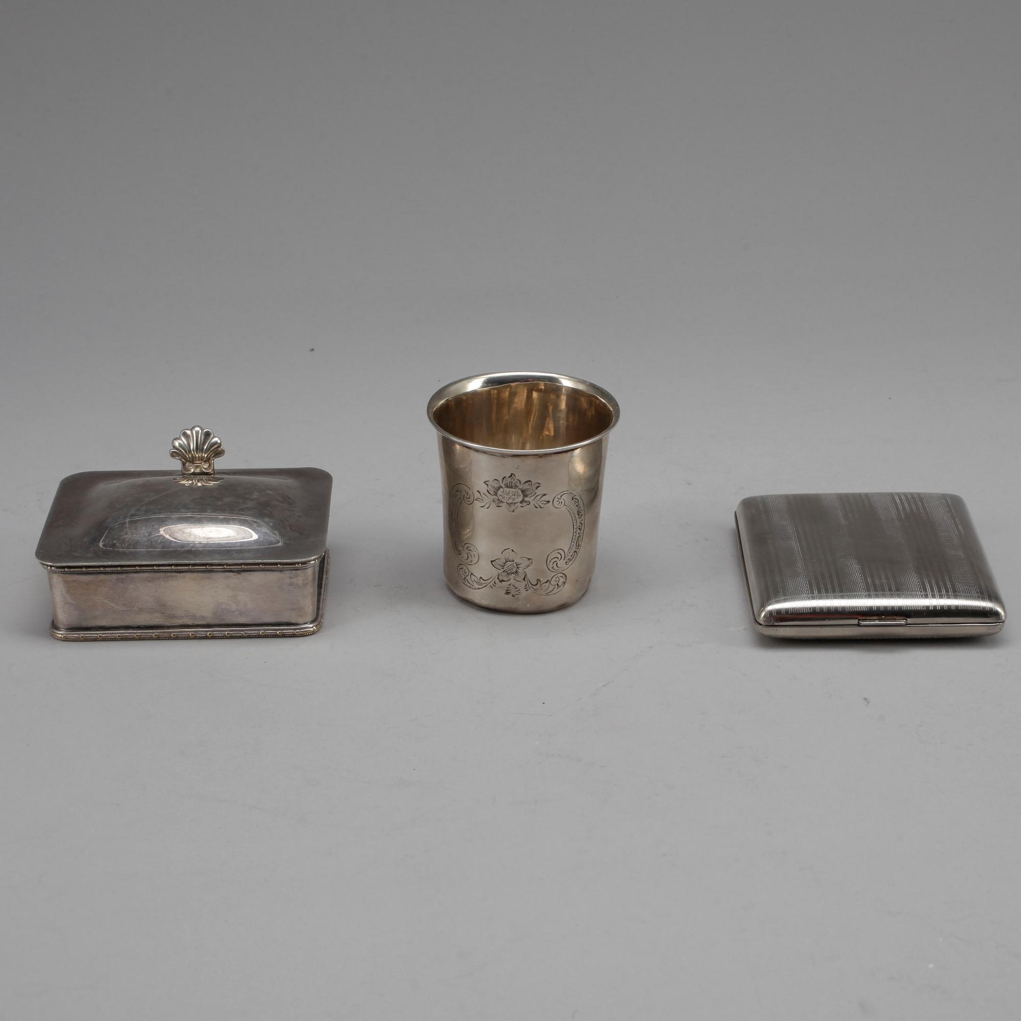 PARTI SILVER, 2 delar, bla Nils Leonard Dahlström, Örebro 1864. Total vikt ca 127 gram.