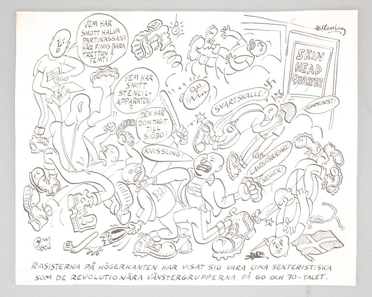 LARS HILLERSBERG, tuschteckningar, 2 st, signerade.