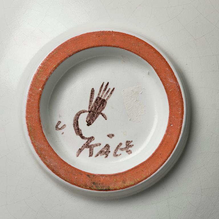 Wilhelm Kåge, two faience dishes, Gustavsbergs studio, Sweden, 1940's.
