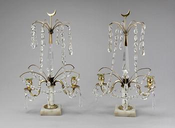 BORDSLYSTRAR, ett par, gustaviansk stil, 1800-tal.