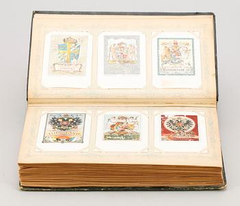 VYKORTSALBUM MED VYKORT, 3 st, motiv från bl a Tyskland och Frankrike. Sent 1800-tal och tidigt 1900-tal.